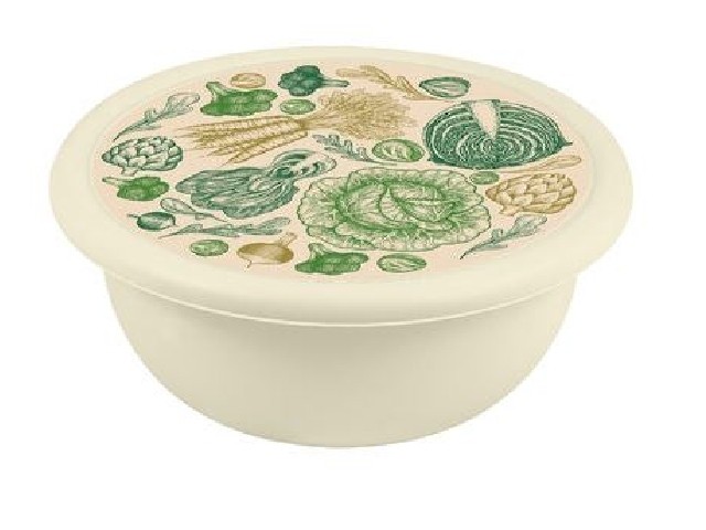 Миска Modena 3,2л с крышкой с декором (светло-бежевый)